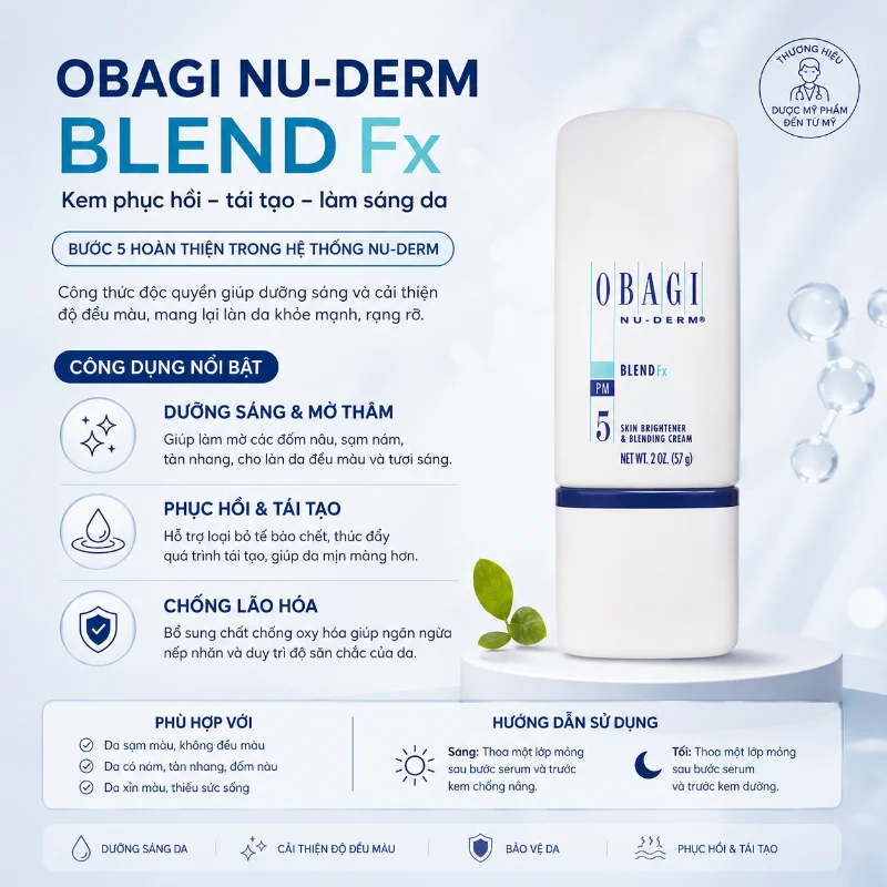 Kem Phục Hồi Tái Tạo Da, Hỗ Trợ Làm Sáng & Cải Thiện Nám Obagi Nu-Derm Blend Fx 57g