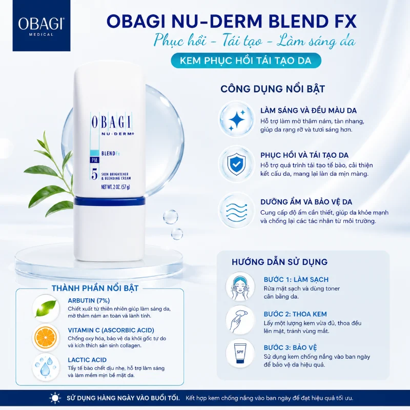Kem Phục Hồi Tái Tạo Da, Hỗ Trợ Làm Sáng & Cải Thiện Nám Obagi Nu-Derm Blend Fx 57g