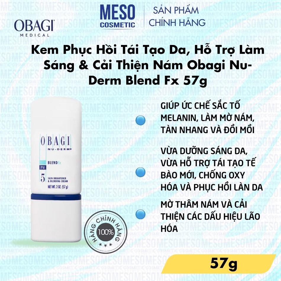 Kem Phục Hồi Tái Tạo Da, Hỗ Trợ Làm Sáng & Cải Thiện Nám Obagi Nu-Derm Blend Fx 57g