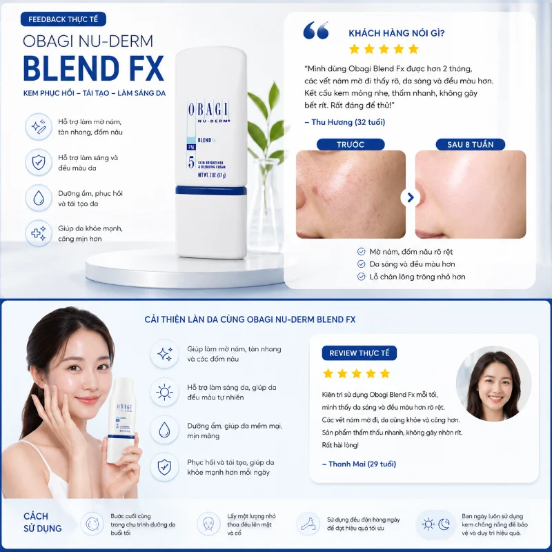 Kem Phục Hồi Tái Tạo Da, Hỗ Trợ Làm Sáng & Cải Thiện Nám Obagi Nu-Derm Blend Fx 57g