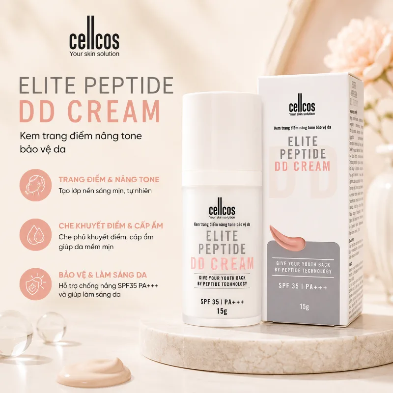 Kem Trang Điểm Nâng Tone Elite Peptide DD Cream Mediworld | Che Khuyết Điểm, Dưỡng Da & Chống Nắng SPF 35 PA+++