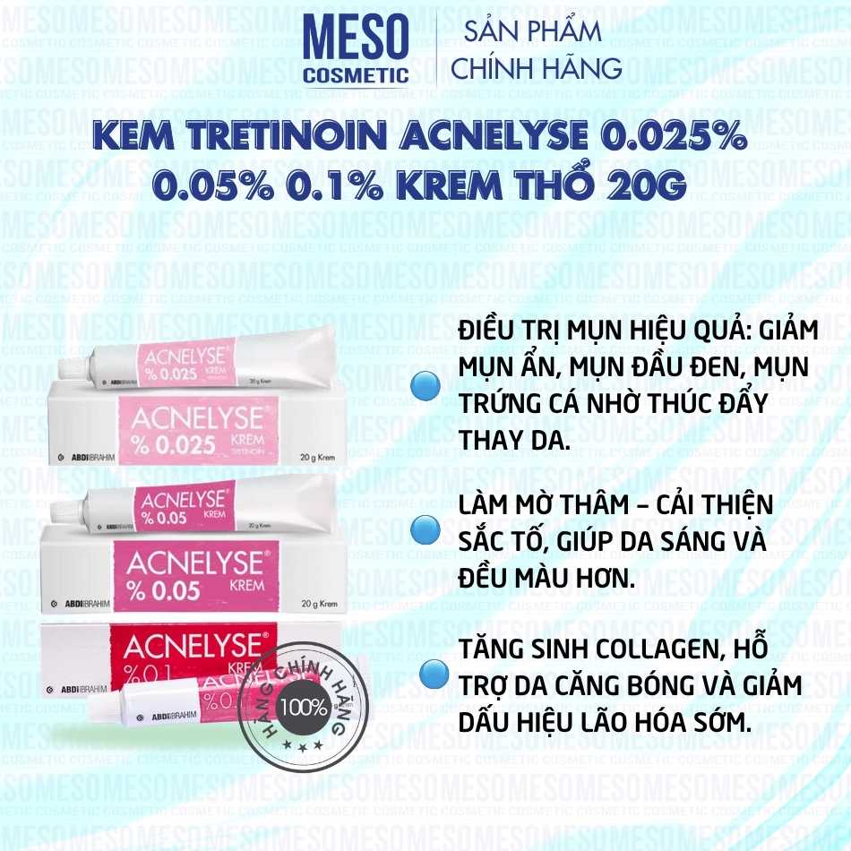 Kem Tretinoin Acnelyse 0.025% 0.05% 0.1% krem Thổ 20g