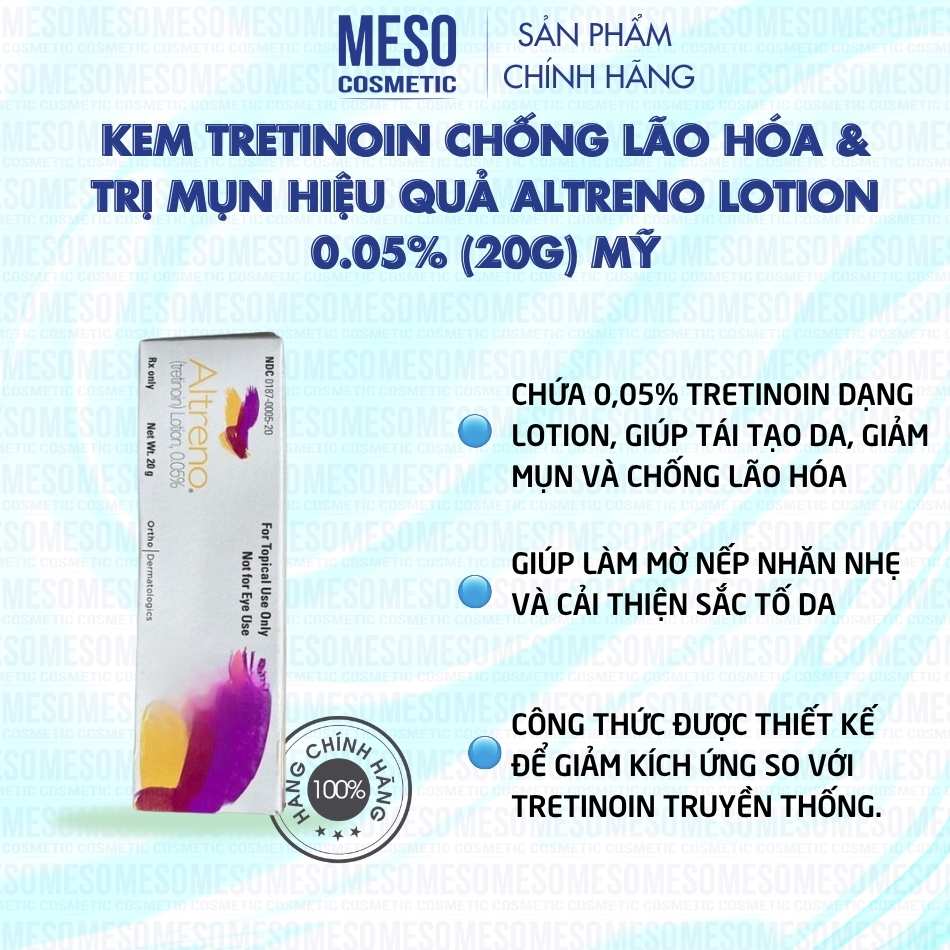 Kem Tretinoin Chống Lão Hóa & Trị Mụn Hiệu Quả Altreno Lotion 0.05% (20g) Mỹ
