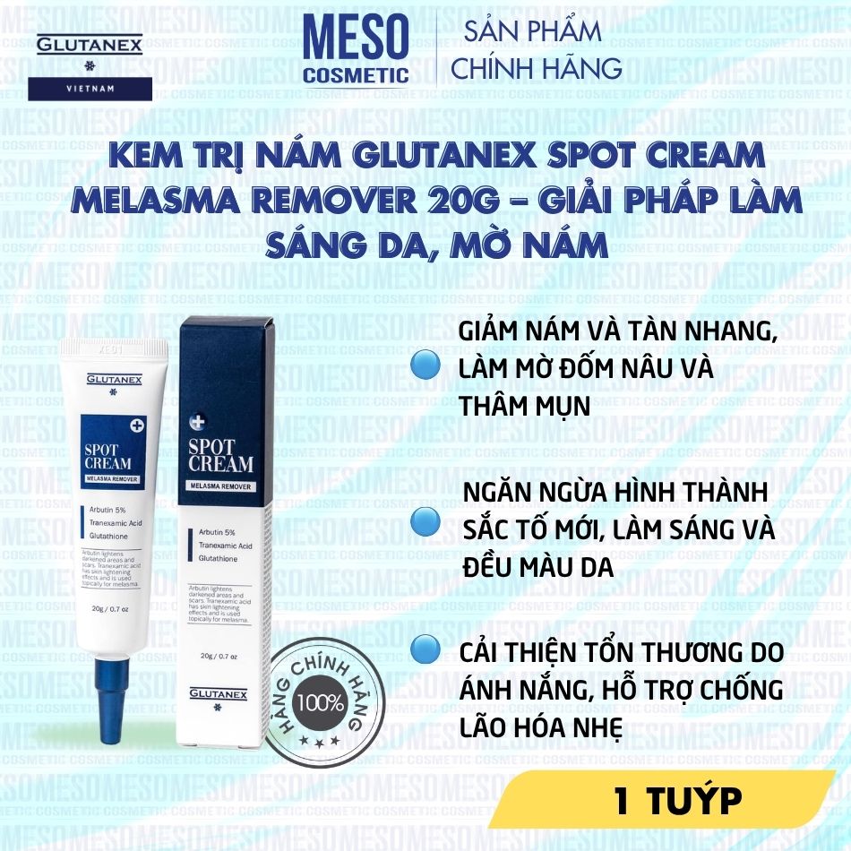 Kem Trị Nám Glutanex Spot Cream Melasma Remover 20g – Giải Pháp Làm Sáng Da, Mờ Nám Và Cải Thiện Sắc Tố Hiệu Quả