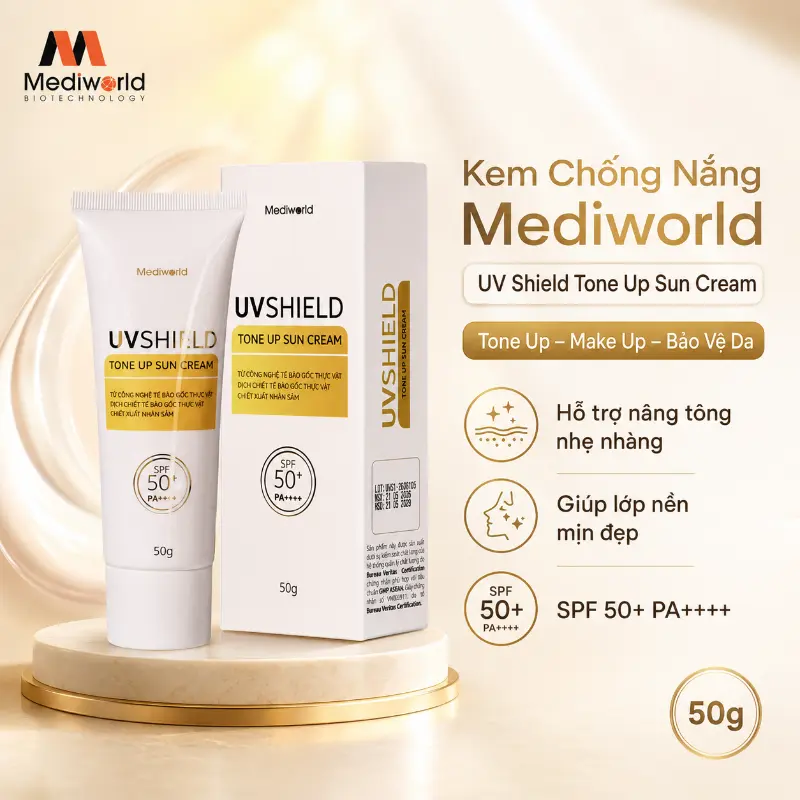 Kem chống nắng UV Shield Tone Up Sun Cream make up bảo vệ da