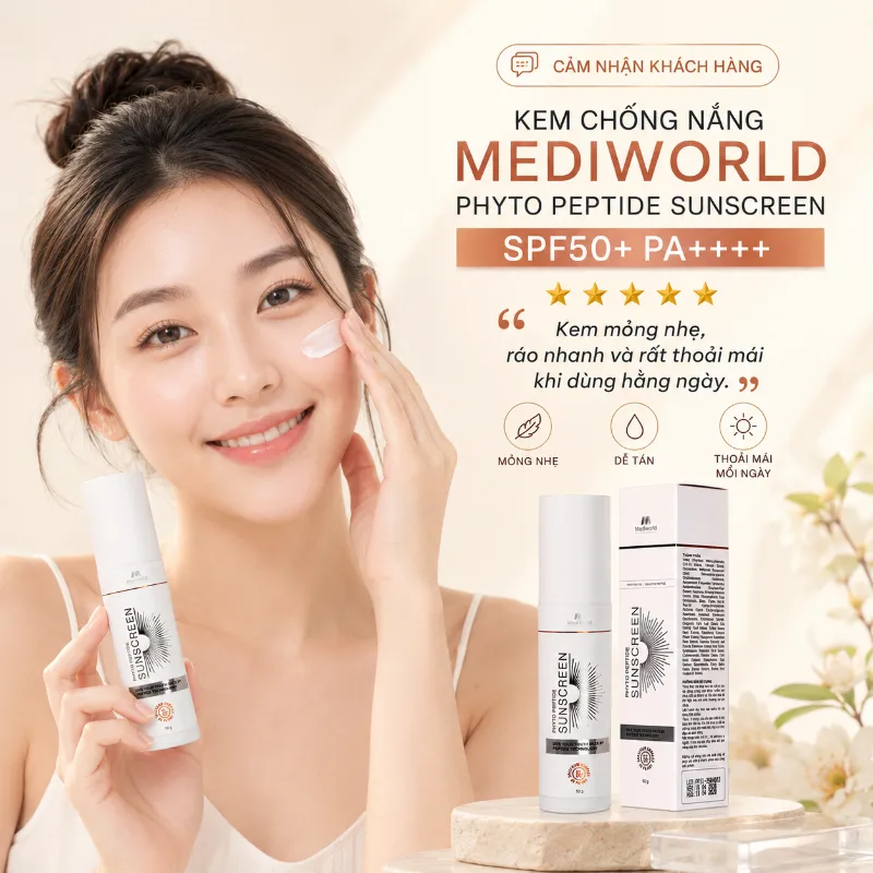 Kem chống nắng giúp bảo vệ và phục hồi da Mediworld Phyto Peptide Sunscreen 50g