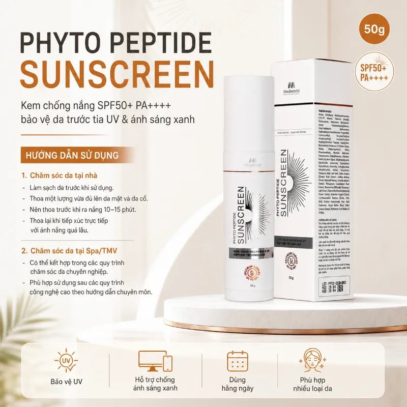 Kem chống nắng giúp bảo vệ và phục hồi da Mediworld Phyto Peptide Sunscreen 50g