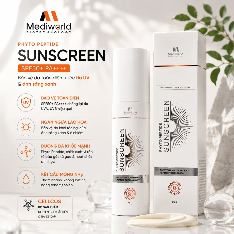 Kem chống nắng giúp bảo vệ và phục hồi da Mediworld Phyto Peptide Sunscreen 50g
