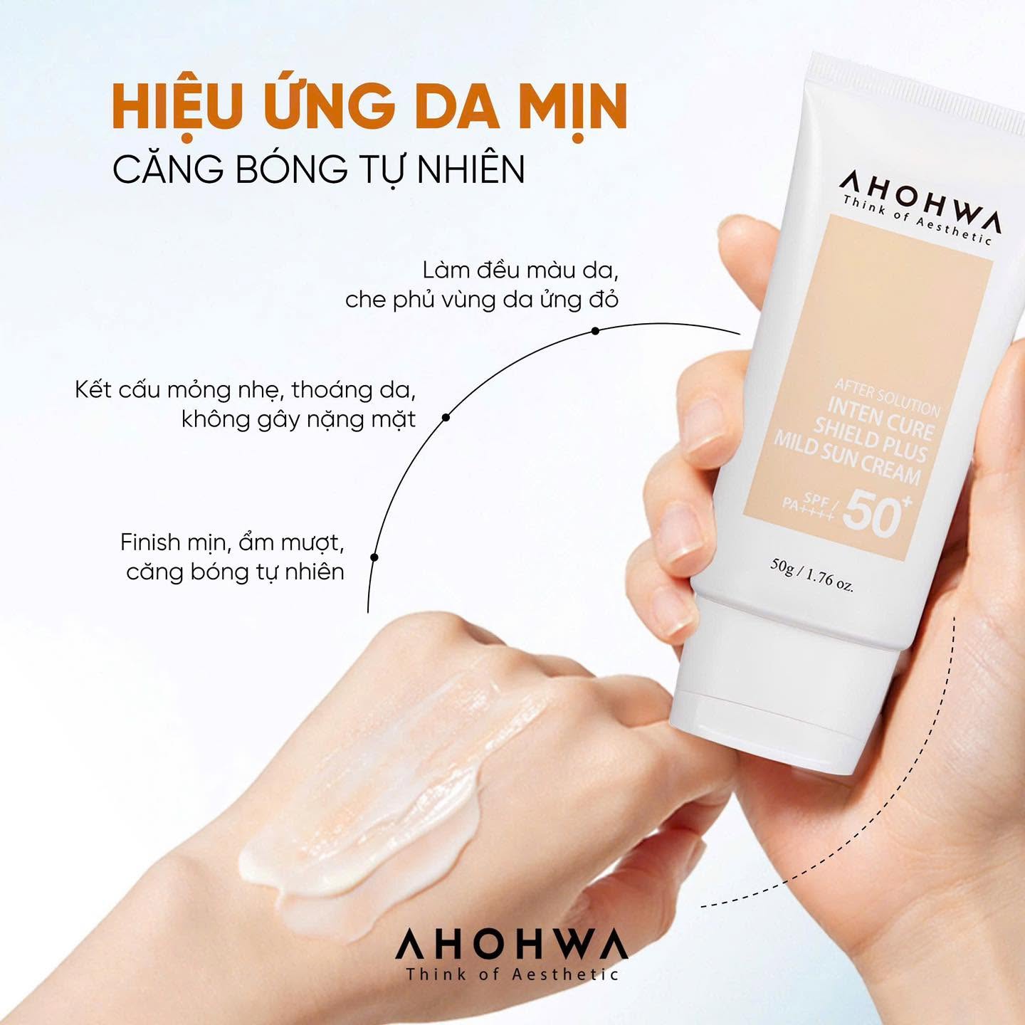 Kem chống nắng hiệu chỉnh sắc tố X5 bảo vệ da Ahohwa After Solution Inten Cure Shield Plus Mild Sun Cream SPF50+/Pa++++