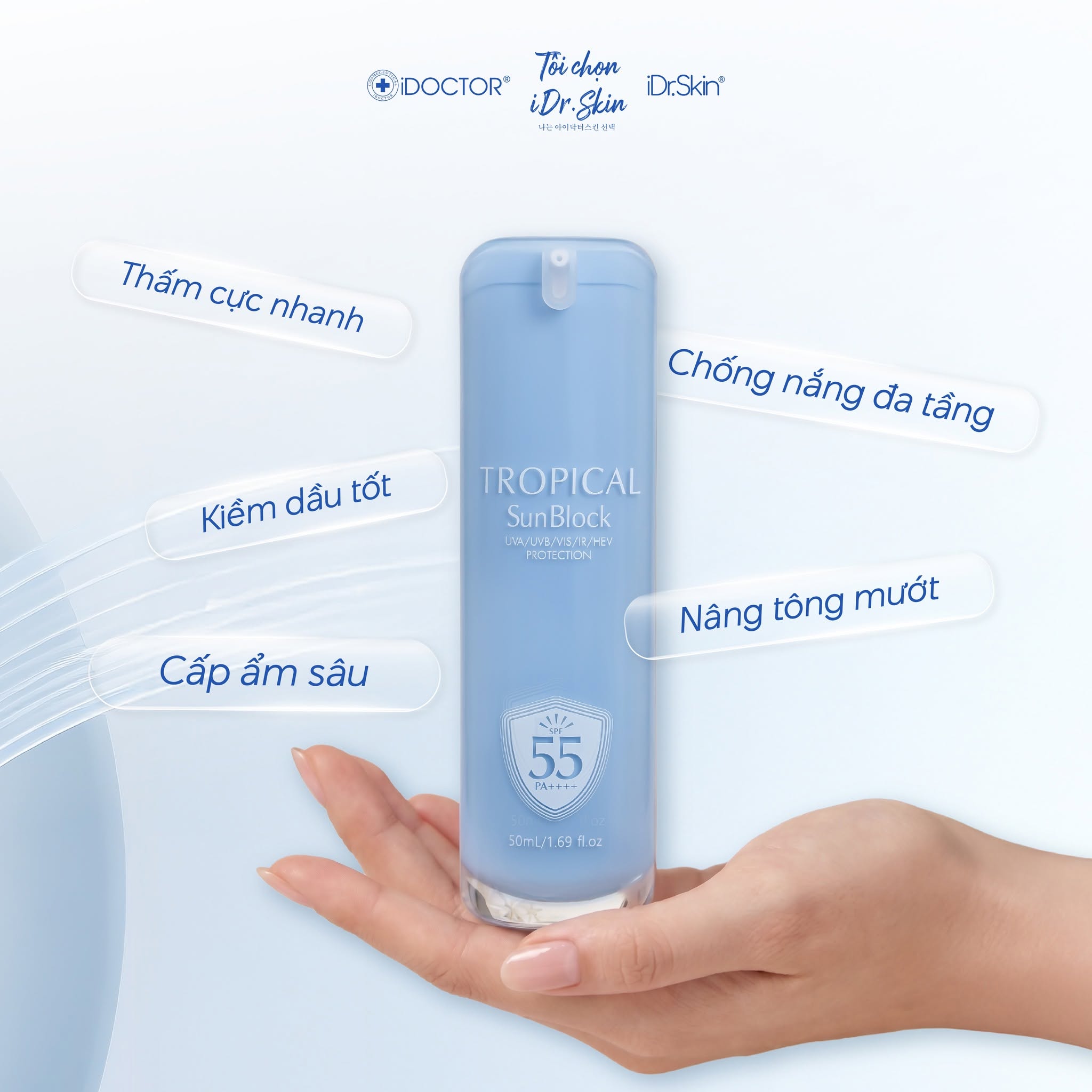 Kem chống nắng phổ rộng Idr.skin Tropical Sunblock SPF 55 PA++++