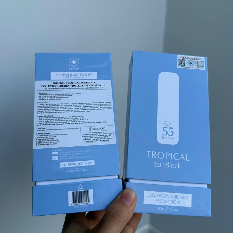 Kem chống nắng phổ rộng Idr.skin Tropical Sunblock SPF 55 PA++++