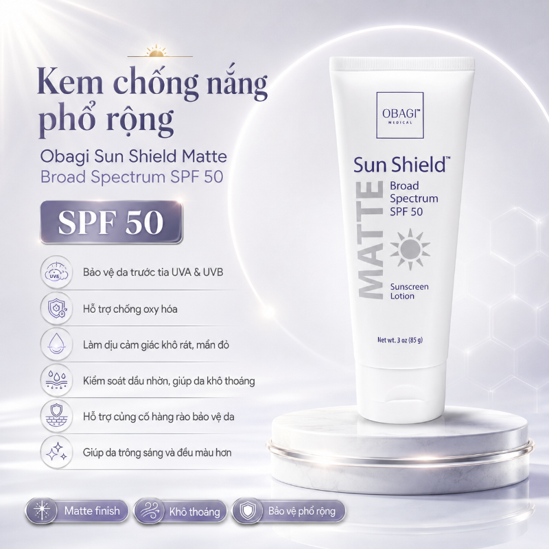 Kem chống nắng phổ rộng Obagi Sun Shield Matte Broad Spectrum SPF 50