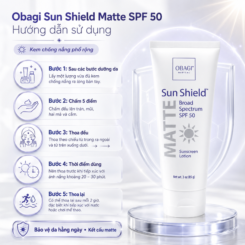 Kem chống nắng phổ rộng Obagi Sun Shield Matte Broad Spectrum SPF 50