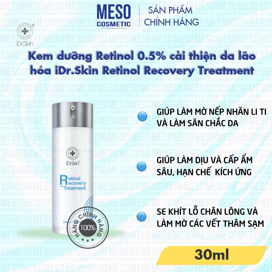 Kem dưỡng Retinol 0.5% cải thiện da lão hóa iDr.Skin Retinol Recovery Treatment