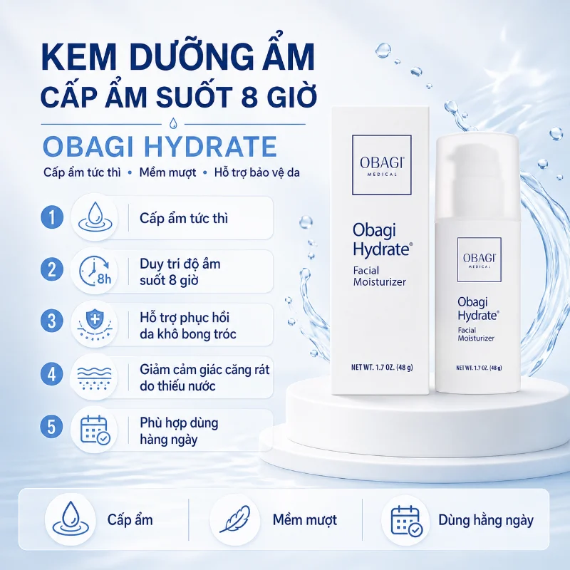 Kem dưỡng ẩm cấp ẩm suốt 8 giờ Obagi Hydrate Facial Moisturizer 48g chính hãng