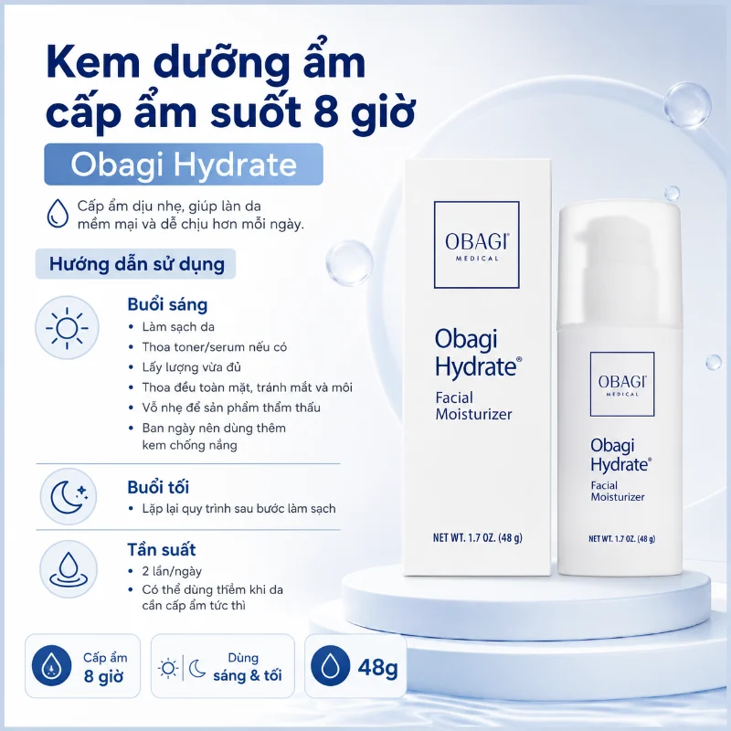 Kem dưỡng ẩm cấp ẩm suốt 8 giờ Obagi Hydrate Facial Moisturizer 48g chính hãng