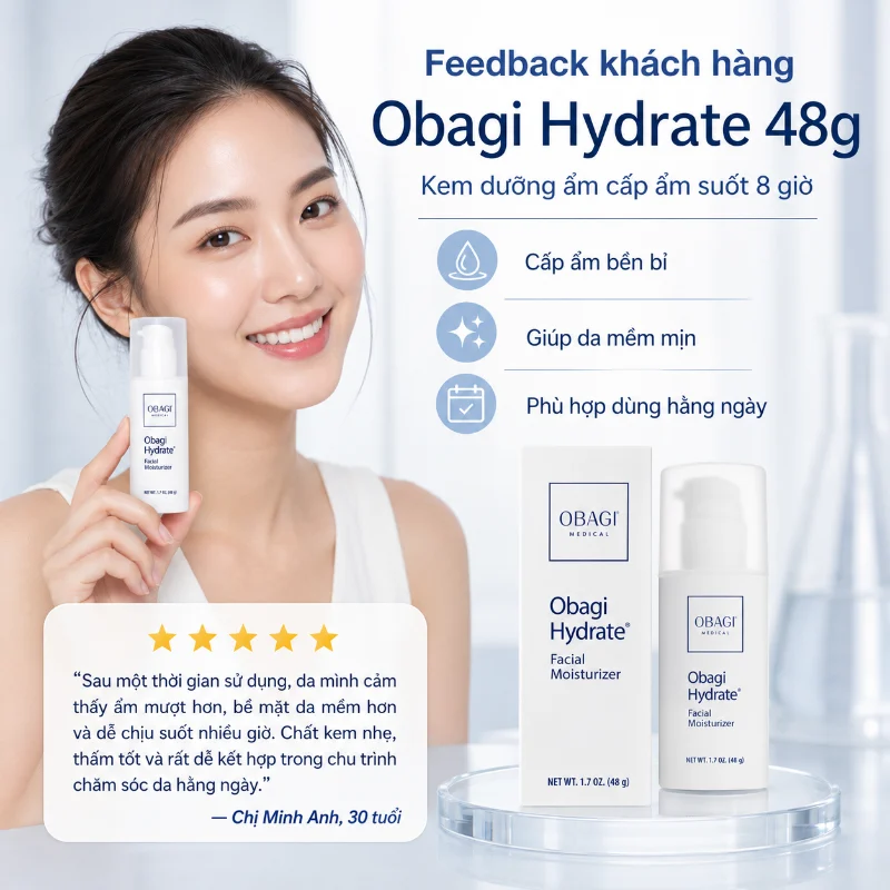Kem dưỡng ẩm cấp ẩm suốt 8 giờ Obagi Hydrate Facial Moisturizer 48g chính hãng