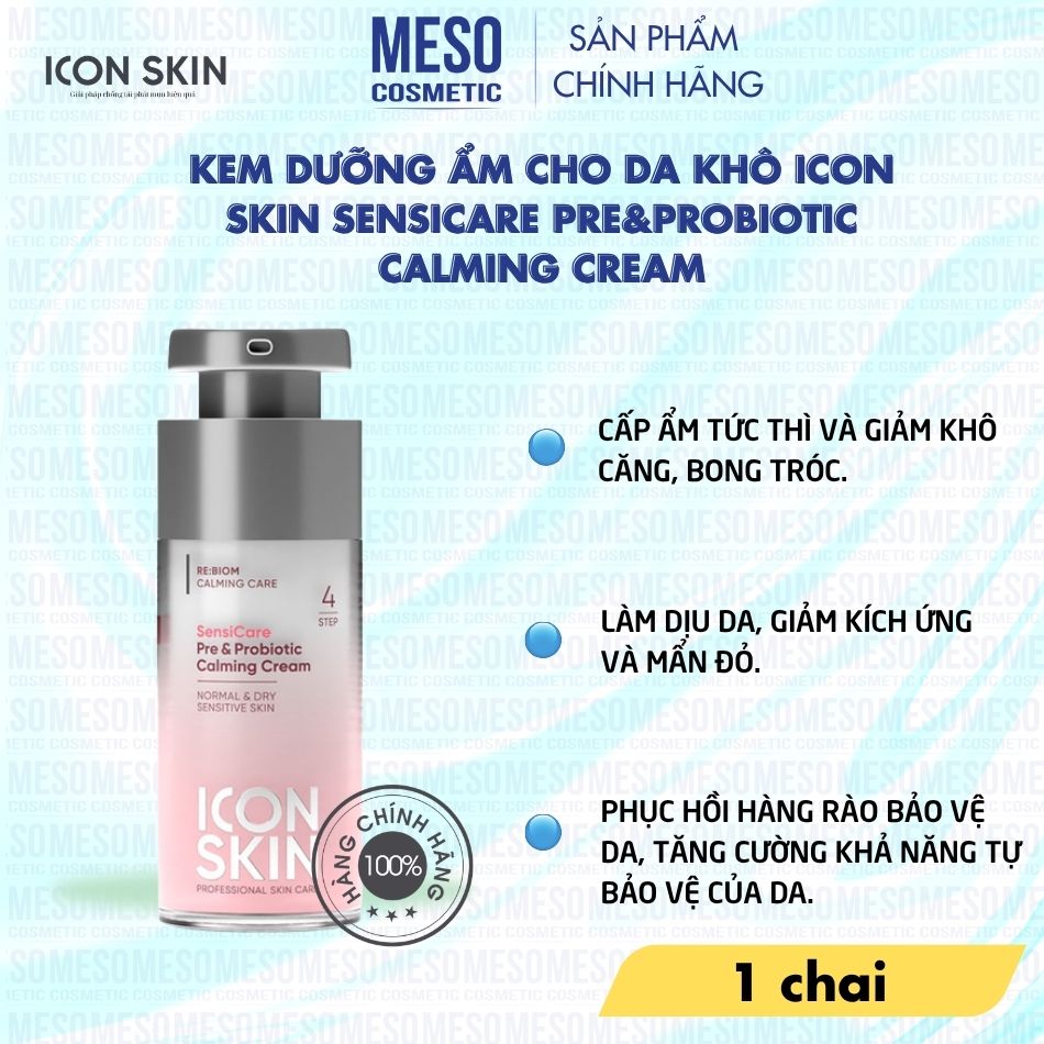 Kem dưỡng ẩm cho da khô Icon Skin SensiCare Pre&Probiotic Calming Cream