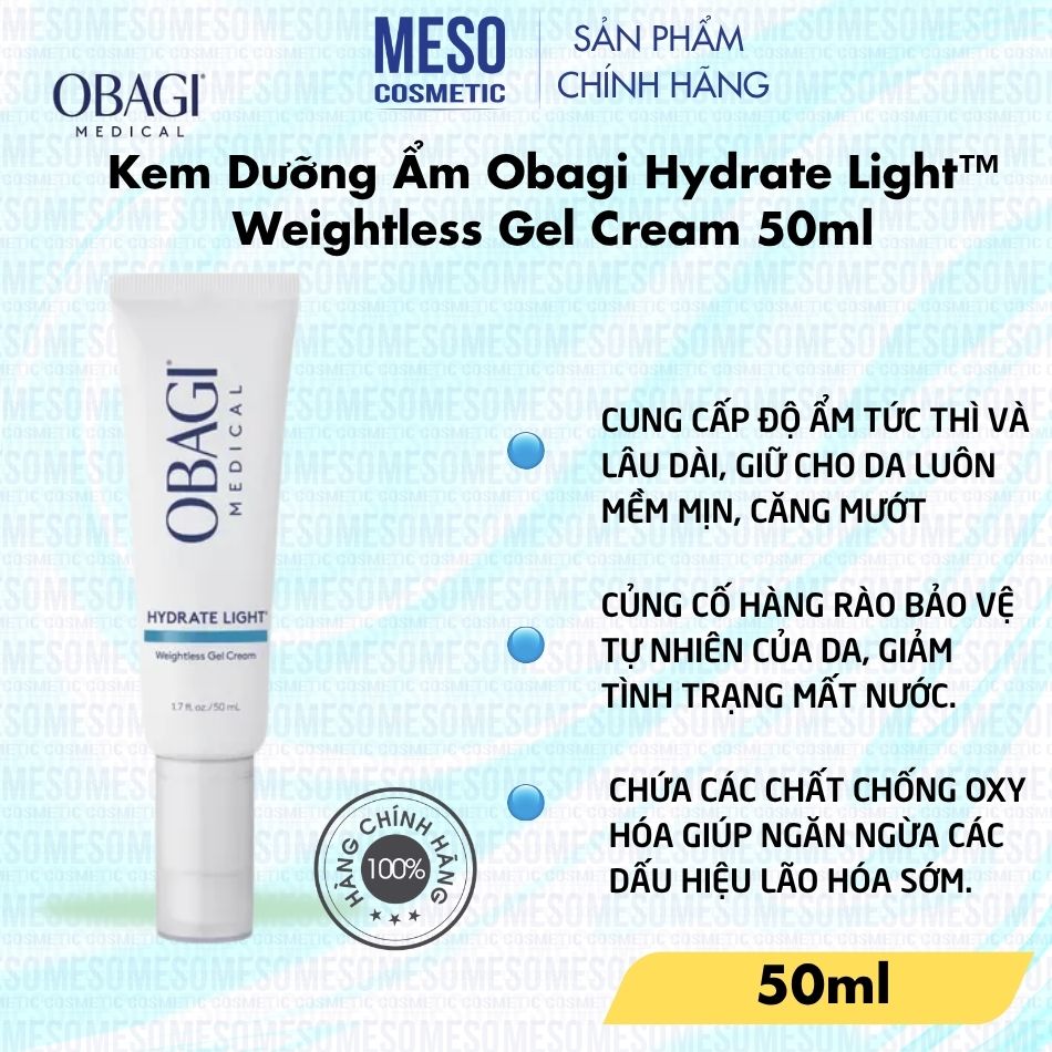 Kem dưỡng ẩm dịu nhẹ Obagi Hydrate Light™ Weightless Gel Cream Moisturizer 50ml