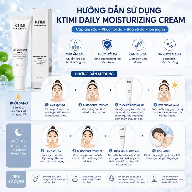 Kem dưỡng ẩm phục hồi da KTIMI Daily Moisturizing Cream