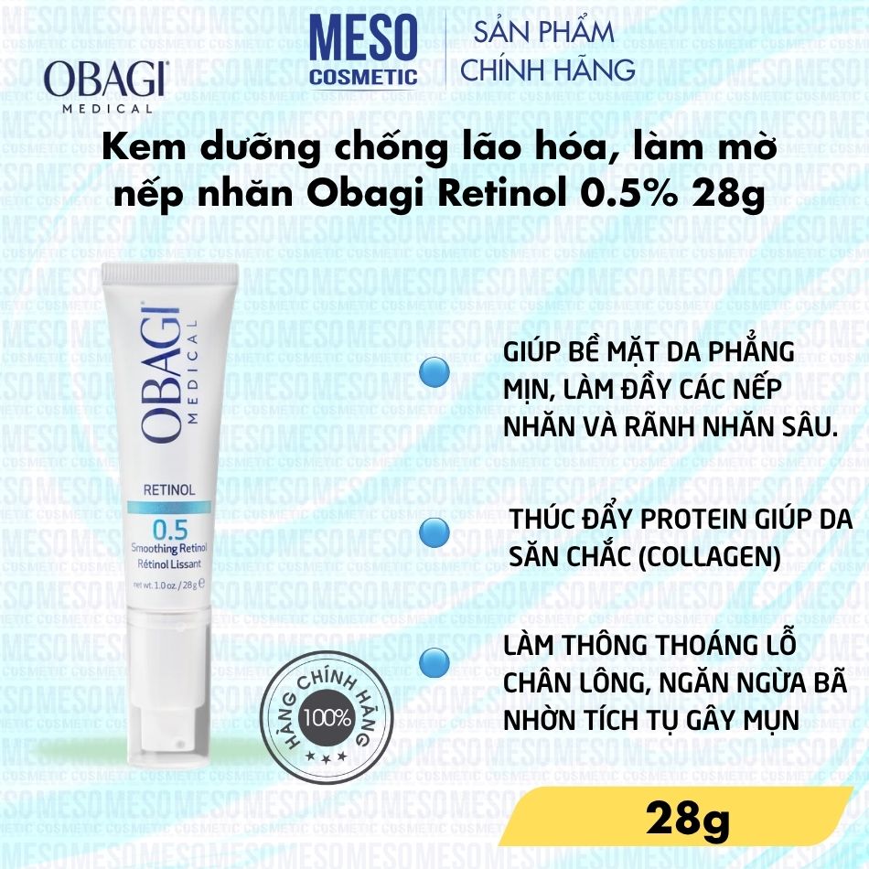 Kem dưỡng chống lão hóa, làm mờ nếp nhăn Obagi Retinol 0.5% 28g