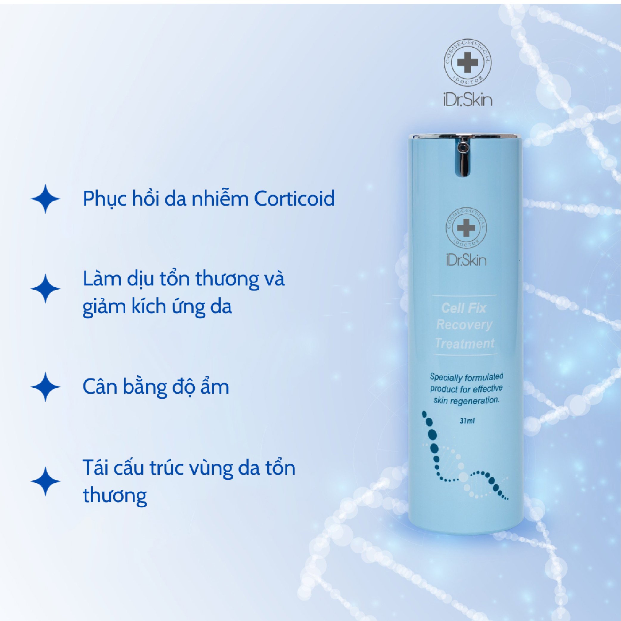 Kem dưỡng da mặt IDr.Skin Cell Fix Recovery Treatment tái tạo và phục hồi da bị kích ứng hư tổn 31ml