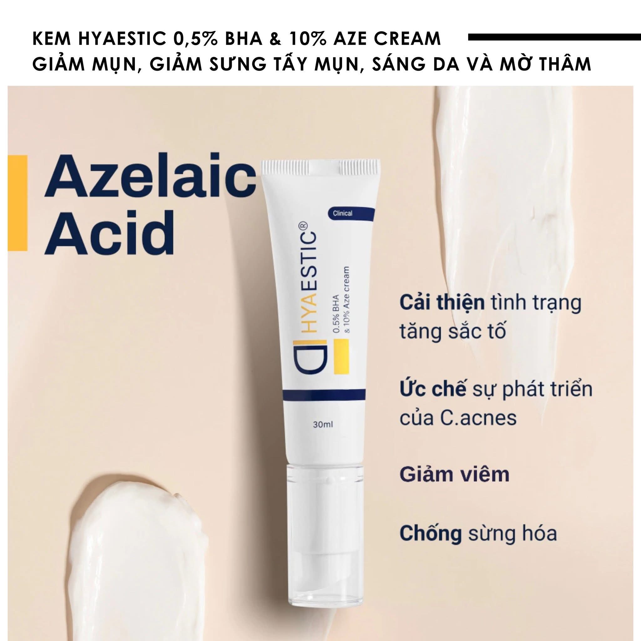 Kem dưỡng giảm sưng viêm mụn, làm sáng da Hyaestic 0,5% BHA & 10% Aze Cream