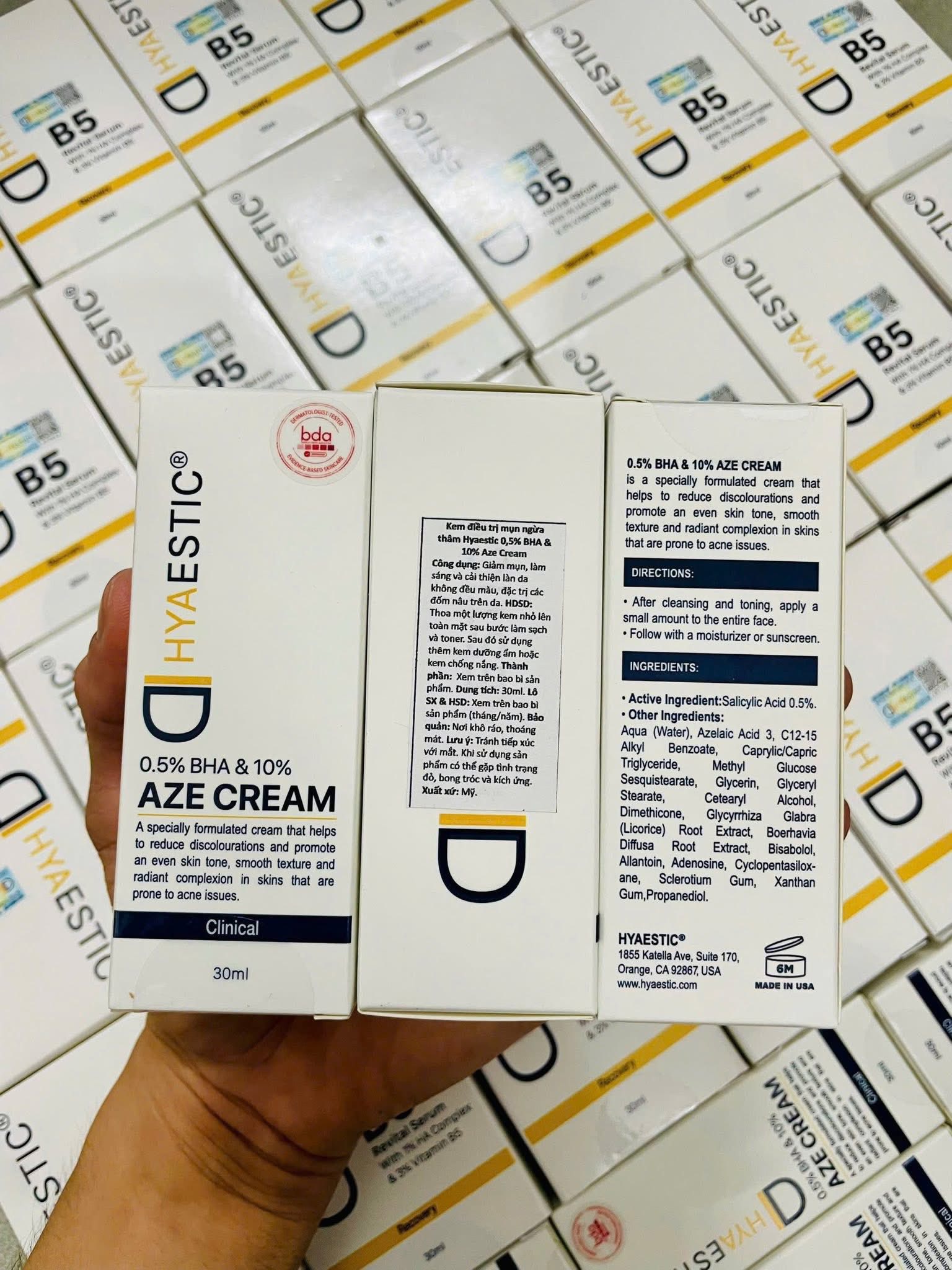 Kem dưỡng giảm sưng viêm mụn, làm sáng da Hyaestic 0,5% BHA & 10% Aze Cream