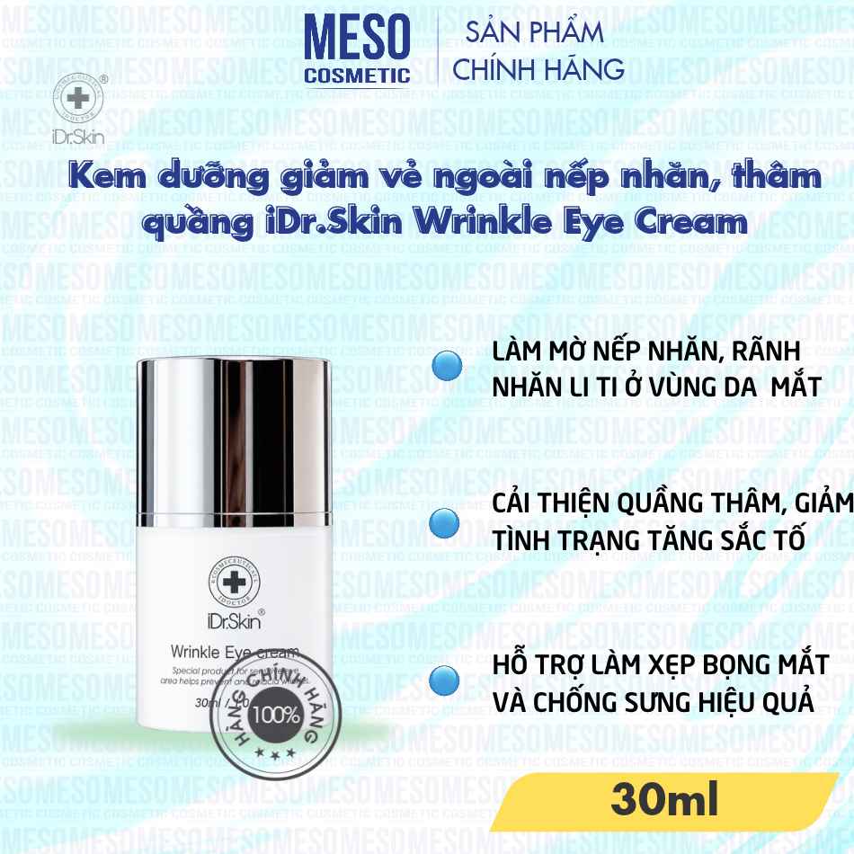 Kem dưỡng giảm vẻ ngoài nếp nhăn, thâm quầng iDr.Skin Wrinkle Eye Cream