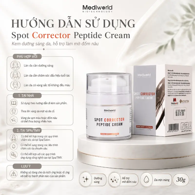 Kem dưỡng làm mờ sạm nám, đốm nâu Mediworld Spot Corrector Peptide Cream
