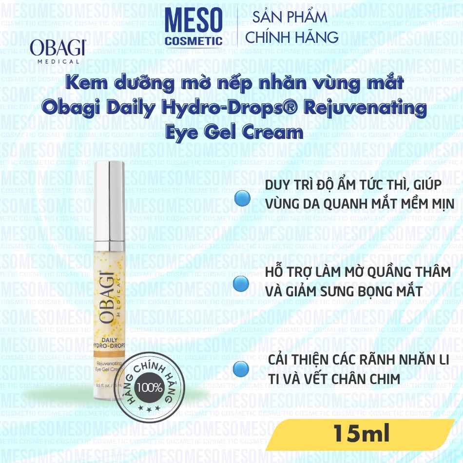 Kem dưỡng mờ nếp nhăn vùng mắt Obagi Daily Hydro-Drops® Rejuvenating Eye Gel Cream
