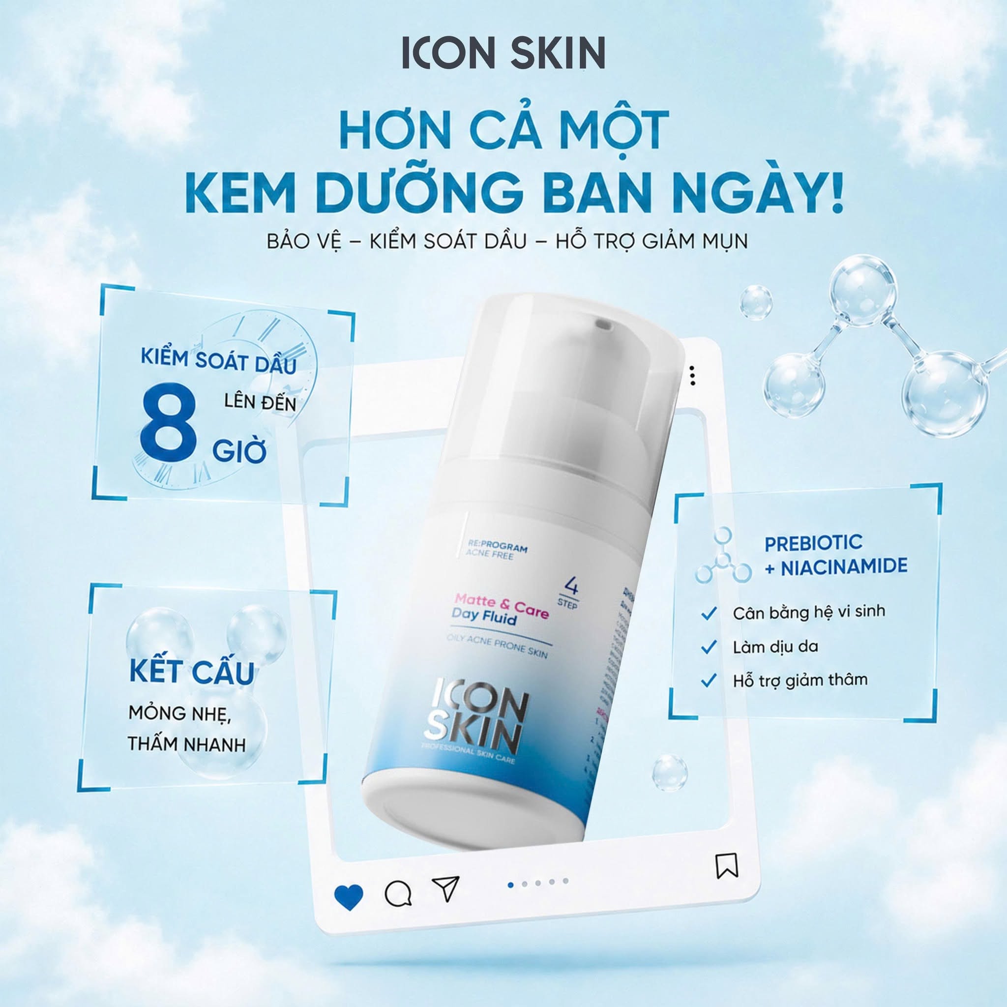 Kem dưỡng ngày cho da dầu, da hỗn hợp Icon Skin Matte & Care Day Fluid