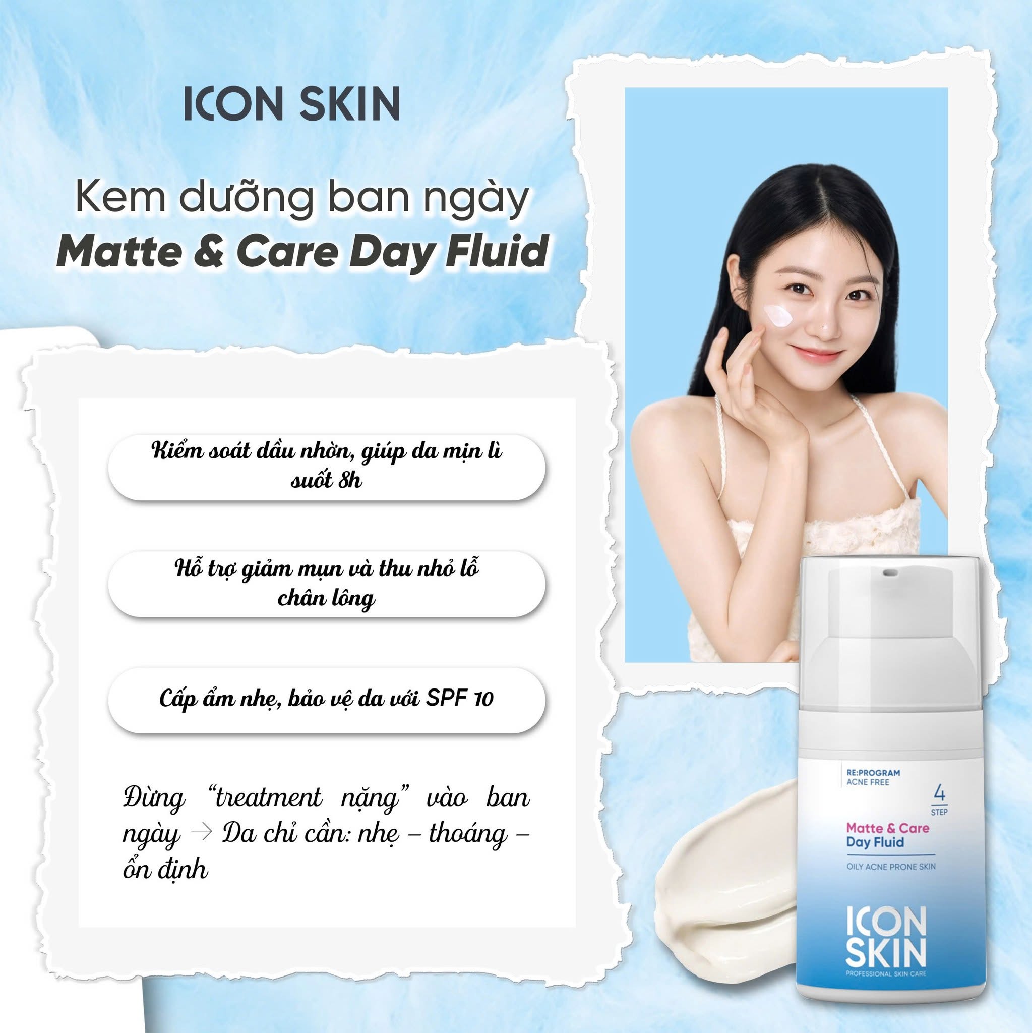 Kem dưỡng ngày cho da dầu, da hỗn hợp Icon Skin Matte & Care Day Fluid