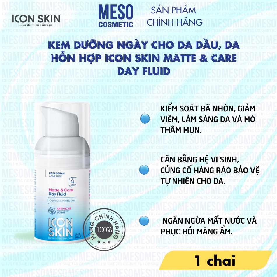 Kem dưỡng ngày cho da dầu, da hỗn hợp Icon Skin Matte & Care Day Fluid