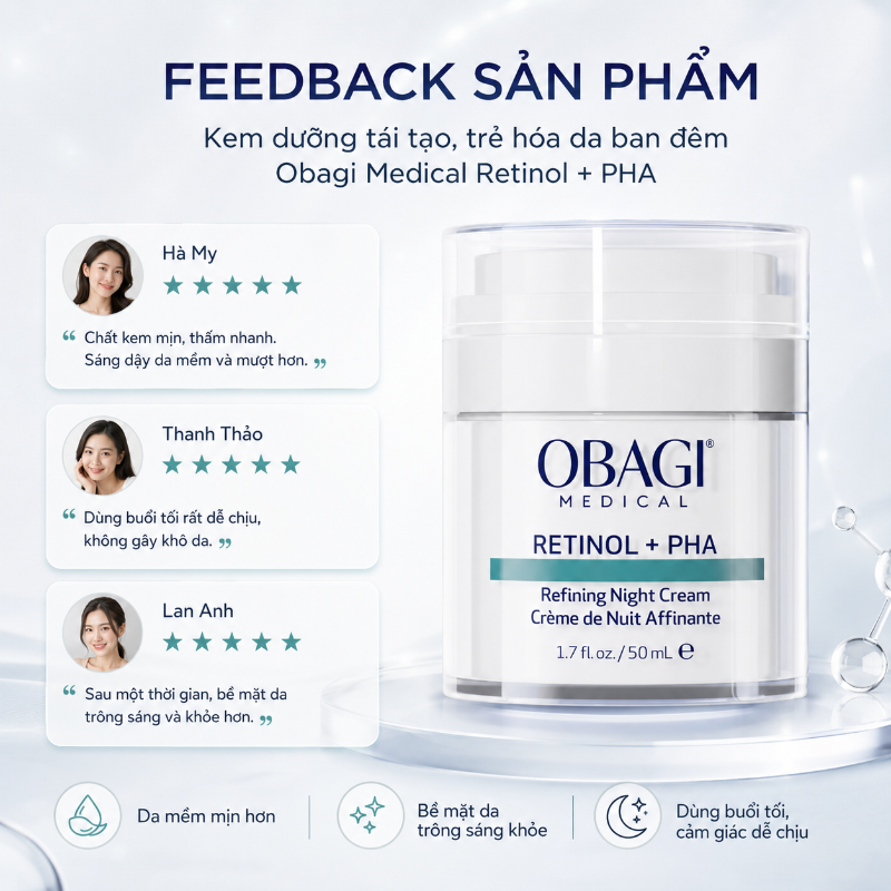 Kem dưỡng tái tạo & trẻ hóa da ban đêm Obagi Medical Retinol + PHA