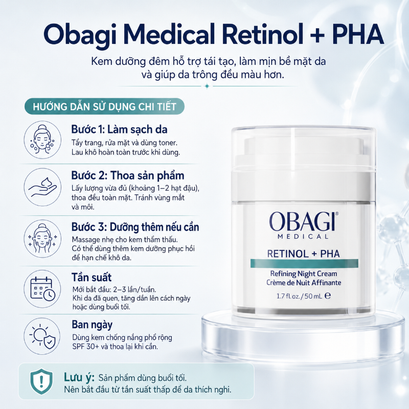 Kem dưỡng tái tạo & trẻ hóa da ban đêm Obagi Medical Retinol + PHA
