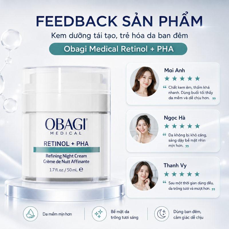 Kem dưỡng tái tạo & trẻ hóa da ban đêm Obagi Medical Retinol + PHA