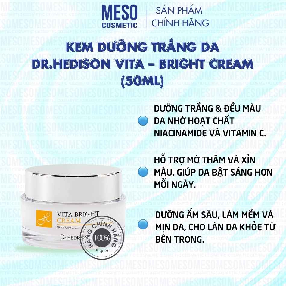 Kem dưỡng trắng da Dr.Hedison Vita – Bright Cream (50ml)