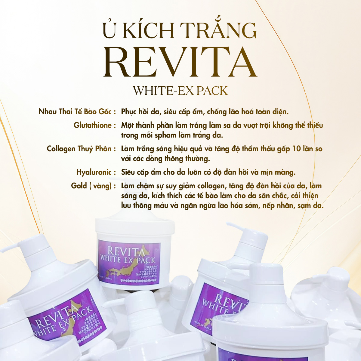 Kem dưỡng trắng da Revita White Ex Cream (500g) – Nhật Bản