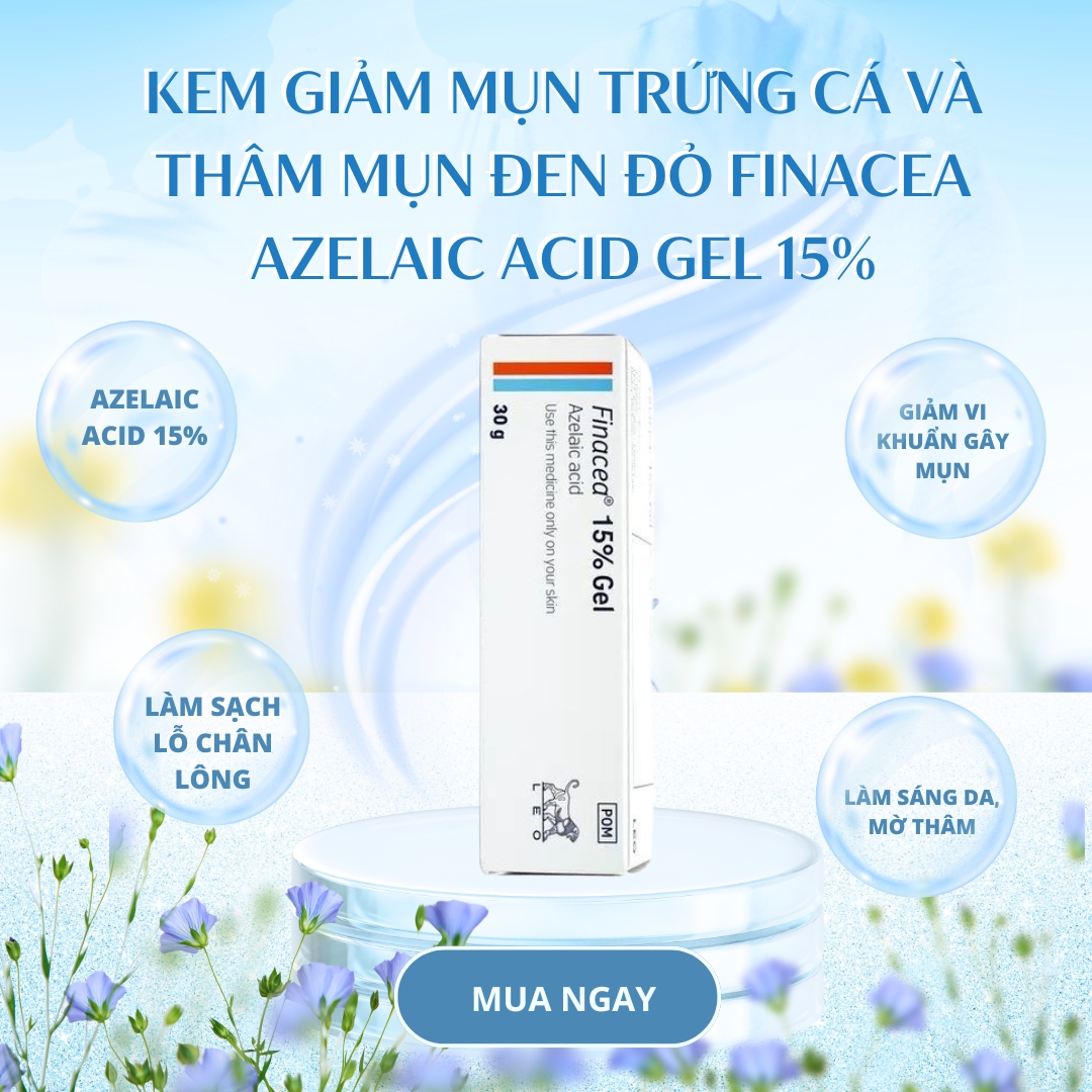 Kem giảm mụn trứng cá và thâm mụn đen đỏ Finacea Azelaic acid Gel 15%