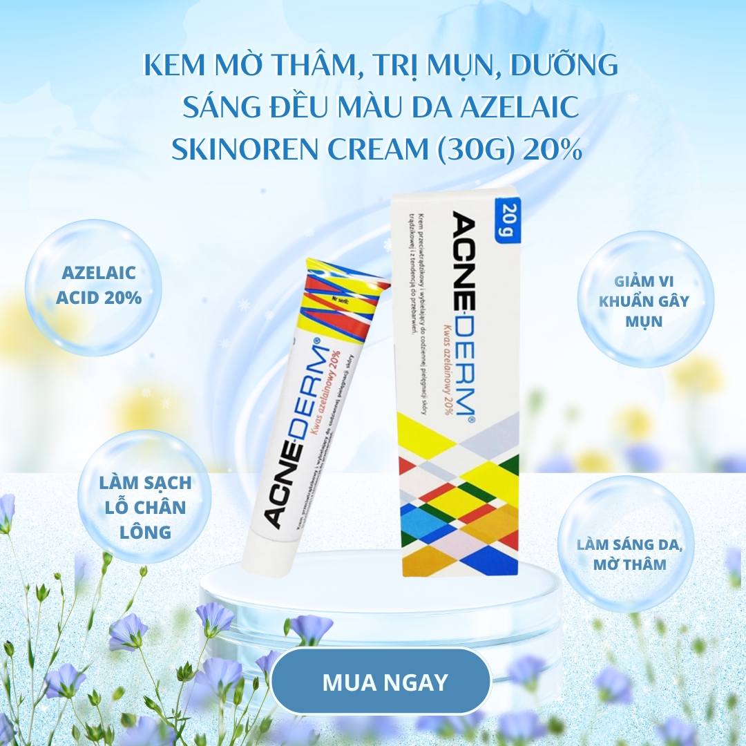 Kem mờ thâm, trị mụn, dưỡng sáng đều màu da Azelaic Acnederm cream (20g)
