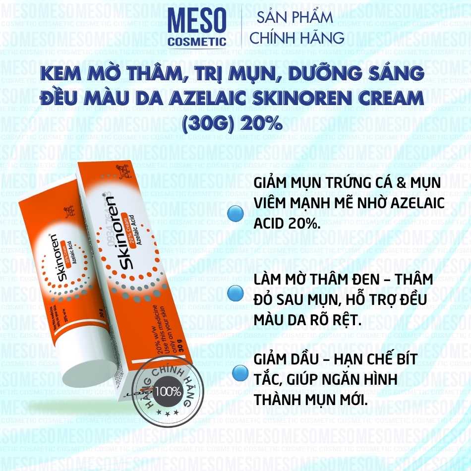 Kem mờ thâm, trị mụn, dưỡng sáng đều màu da Azelaic Skinoren cream (30g) 20%
