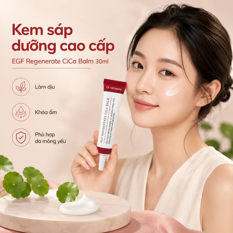 Kem sáp dưỡng phục hồi và khóa ẩm chuyên sâu EGF Regenerate Cica Balm Dr.HEDISON 30ml