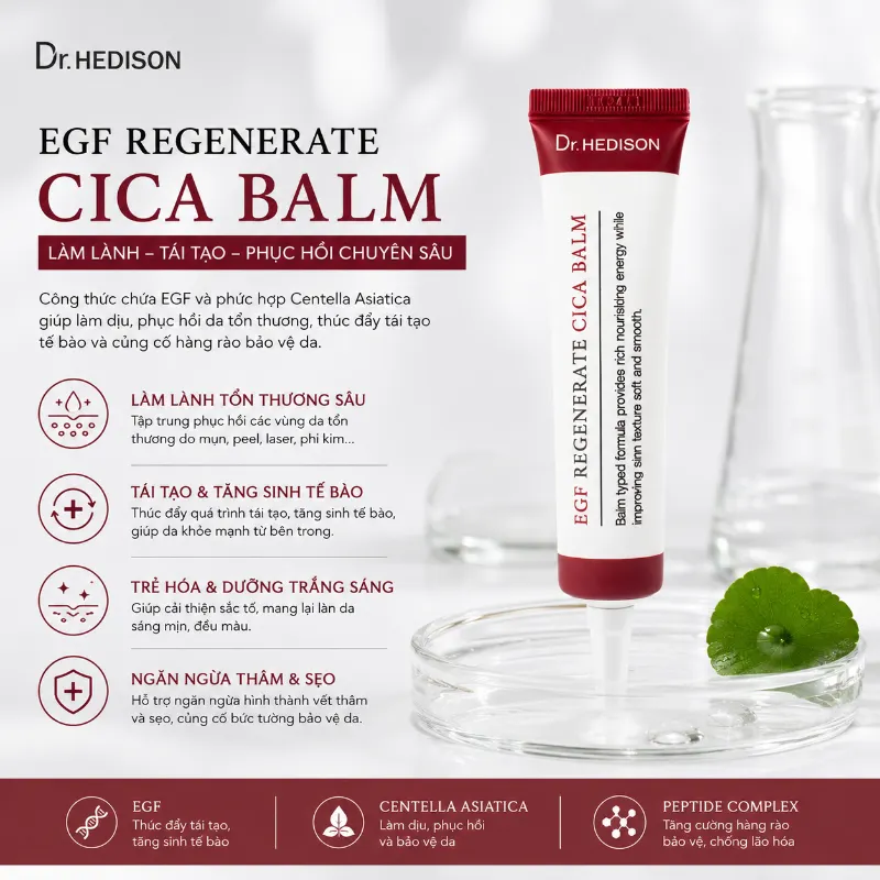 Kem sáp dưỡng phục hồi và khóa ẩm chuyên sâu EGF Regenerate Cica Balm Dr.HEDISON 30ml