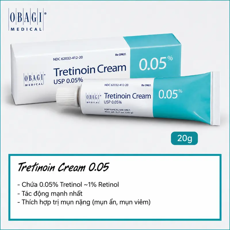 Kem trị mụn, trị nám, trẻ hoá da OBAGI Tretinoin 0.05% 20g