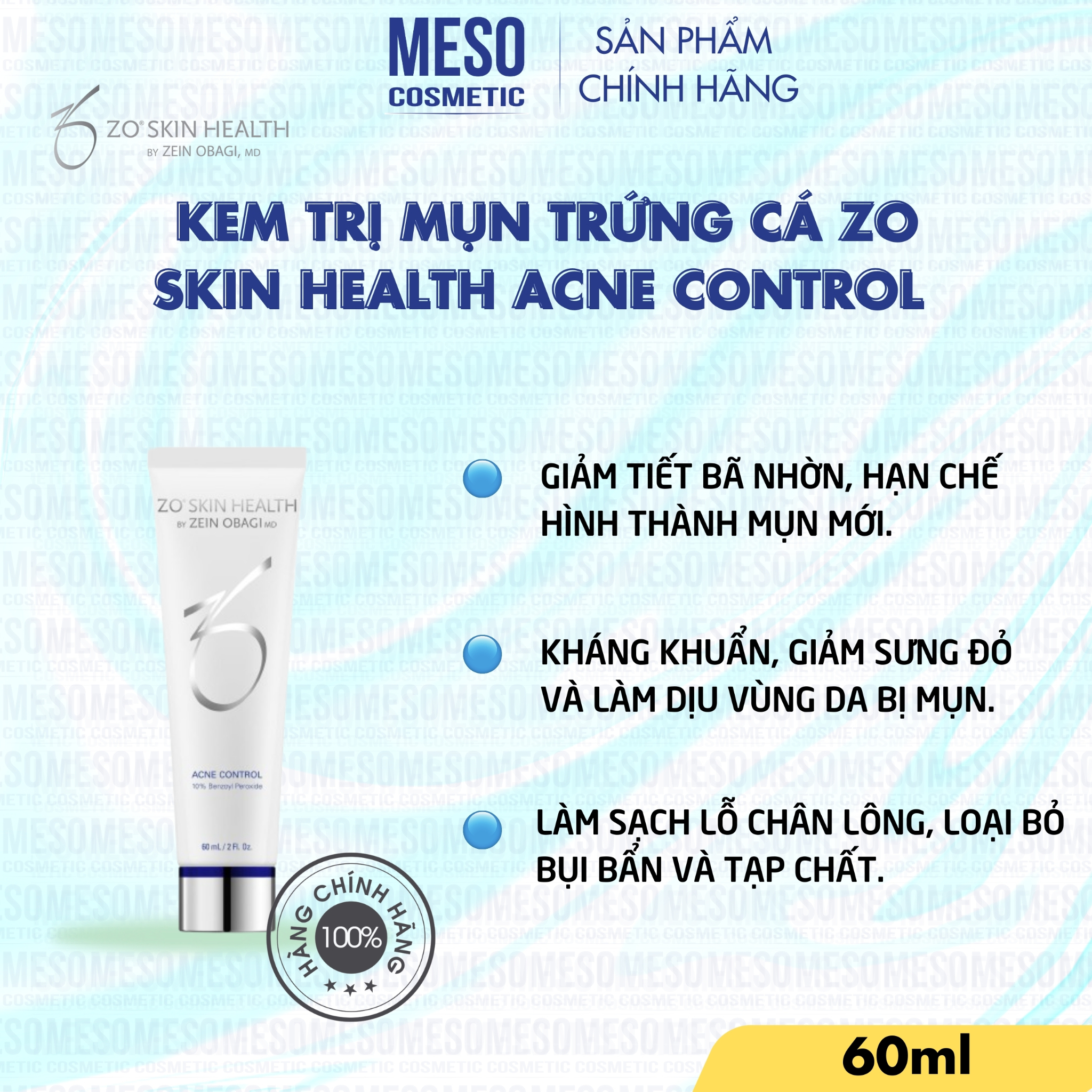 Kem trị mụn trứng cá Zo Skin Health Acne Control 60 ml