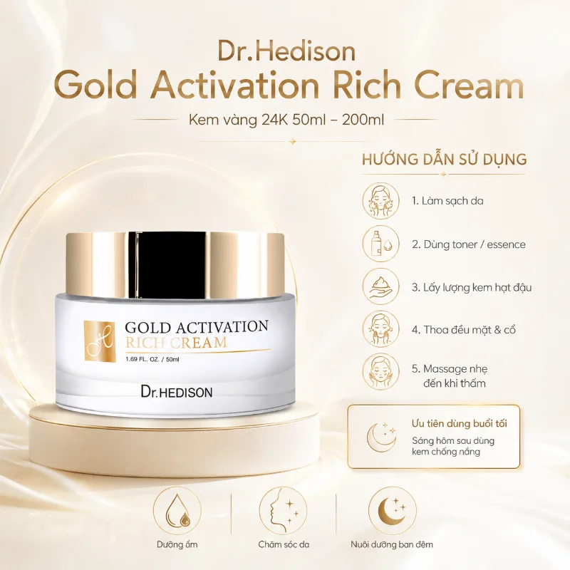 Kem vàng 24K Dr.Hedison Gold Activation Rich Cream (50ml-200ml)