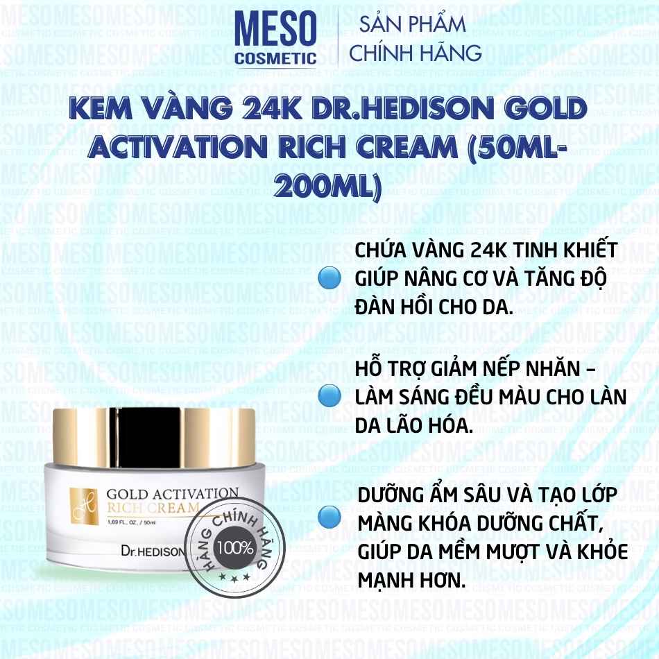Kem vàng 24K Dr.Hedison Gold Activation Rich Cream (50ml-200ml)