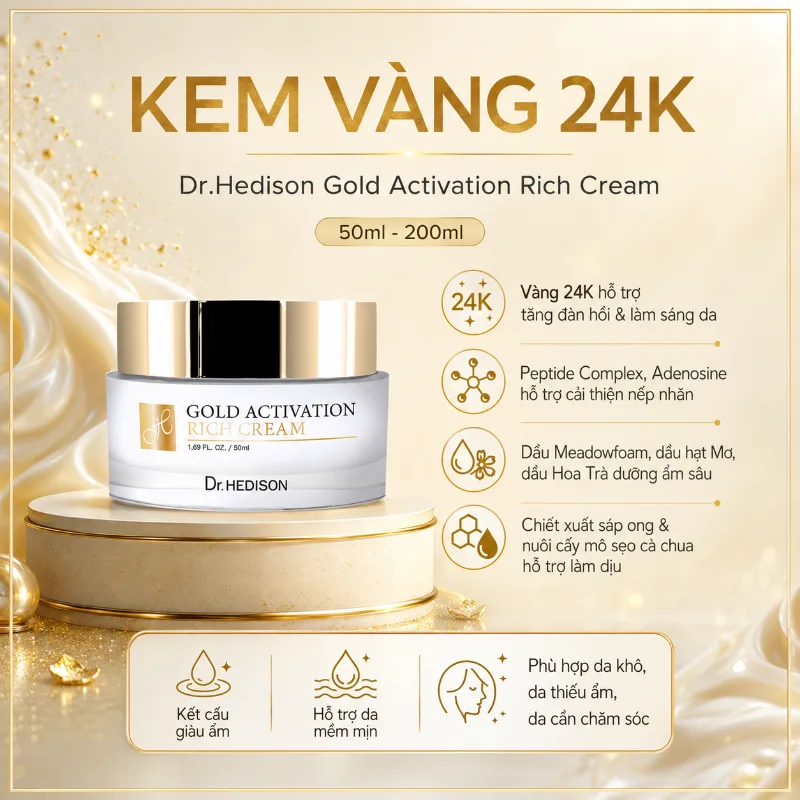 Kem vàng 24K Dr.Hedison Gold Activation Rich Cream (50ml-200ml)