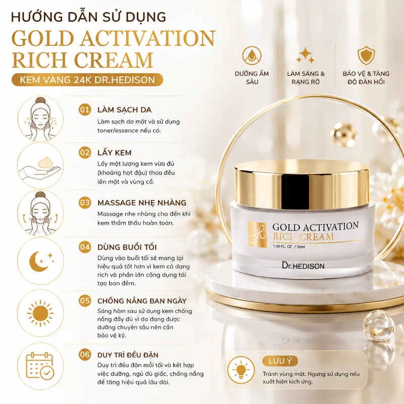 Kem vàng 24K Dr.Hedison Gold Activation Rich Cream (50ml-200ml)